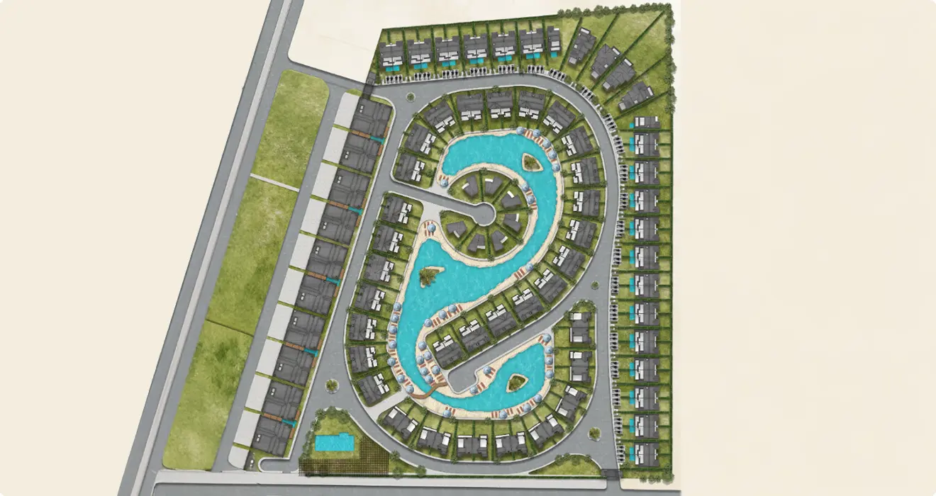 Makadi Heights master plan layout showing walkable neighborhoods and green spaces